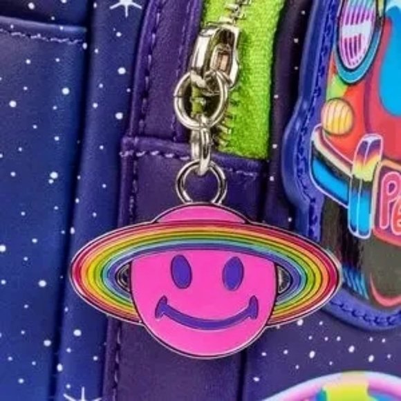 Loungefly Lisa Frank Cosmic Alien Ride Glow Mini Backpack And Wallet - Picture 8 of 8
